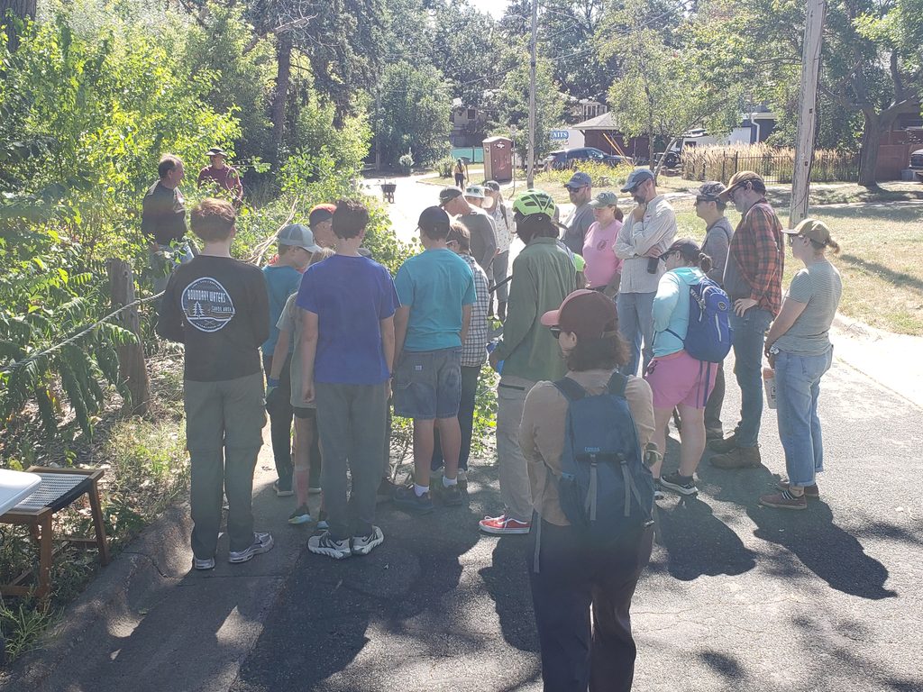 Group of 20 people learning about buckthorn busting